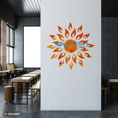 Spectro Sun (Large Size 2 Feet), Mirror Stickers for Wall, Acrylic Mirror Wall Decor Sticker, Wall Mirror Stickers, Wall Stickers for Hall Room, Bed Room, Kitchen. Color : Orange-thumb2