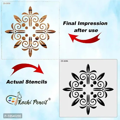 Kachi Pencil Mandala Art Rangoli Craft Stencil for Art and Painting, Size 6x6 inch Reusable Stencil for Painting, Fabric, Glass, Wall Painting, and Craft Painting-thumb4