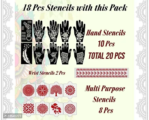 Ivana's Set of 20 Pcs Combo Pack, Reusable Mehandi Ke Chhape Latest Mehandi Design Stencils for Girls, Women, Kids  Teen, D-2379-thumb4