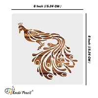 Kachi Pencil Peacock Design Art Craft Stencil for Art and Painting, Size 6x6 inch Reusable Stencil for Painting, Fabric, Glass, Wall Painting, and Craft Painting-thumb4
