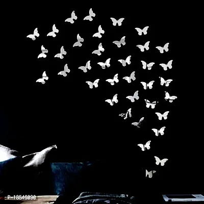 Spectro 40 Cut Butterfly Golden, Mirror Stickers for Wall, Wall Mirror Stickers, Wall Stickers for Hall Room, Bed Room, Kitchen.