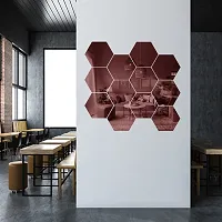 Spectro Big 12 Hexagon Black (Each Piece Size 17.3 cm x 15.2 cm) Mirror Stickers for Wall, Hexagon Mirror Wall Stickers Color : Copper-thumb1