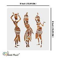 Kachi Pencil Trible Women Art Stencils for Art and Craft Painting, Size 6 x 6 inch Reusable Stencil for Painting, Fabric, Glass, Wall Painting, and Craft Painting, Kids DIY Project-thumb4