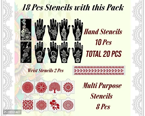 Ivana's Set of 20 Pcs Combo Pack, Reusable Mehandi Ke Sticker Latest Mehandi Design Stencils for Girls, Women, Kids  Teen, D-2066-thumb4