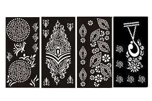 Outman Adhesive Stencils Template For Henna Tattoo, Body Art Painting Glitter, Airbrush Tattoo (PACk Of 12 Sheets)-thumb2