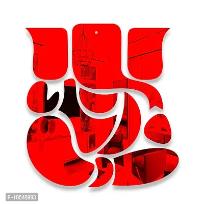 Spectro Ganesha (Size 23 cm x 25 cm), Mirror Stickers for Wall, Acrylic Mirror Wall Decor Sticker, Wall Mirror Stickers, Acrylic Stickers, Wall Stickers for Hall Room, Bed Room, Kitchen. Color : Red