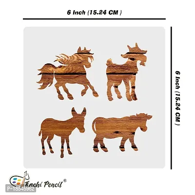 Kachi Pencil Animals Craft Stencil for Art and Painting, Size 6x6 inch Reusable Stencil for Painting, Fabric, Glass, Wall Painting, and Craft Painting-thumb5