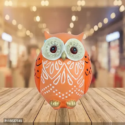DEQUERA Owl Figurines Tabletop Statues and Figurines for Desktop Book Shelf Decor (Standing Still Style), Color : (Orange)