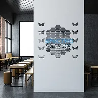 Spectro Hexagon Mirror Stickers for Wall, Hexagon Mirror Wall Stickers, Acrylic Mirror Wall Decor Sticker, Hexagonal Mirror Wall Sticke, Kitchen with 10 Butterfly Stickers Pack of 20-thumb1
