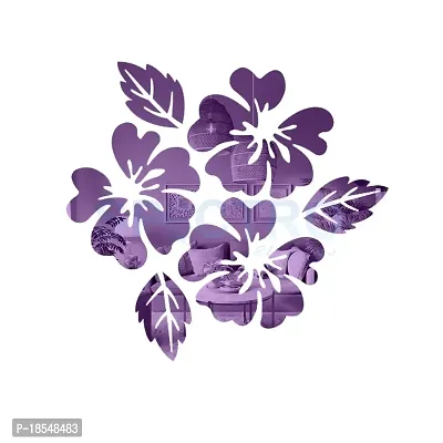 Spectro Flower  Leaf (Pack of 6), Mirror Stickers for Wall, Acrylic Mirror Wall Decor Sticker, 3D Wall Mirror Stickers, Wall Stickers for Hall Room, Bed Room, Kitchen. Color : Purple