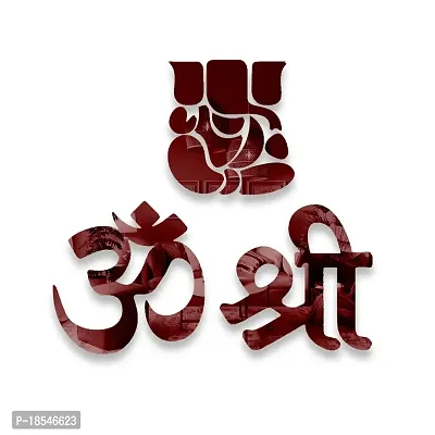 Spectro - Om Shree Ganesh Stickers Acrylic 3D Home Decoration Wall Stickers, Mirror Stickers for Wall Color : Copper