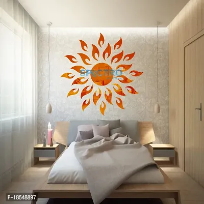 Spectro Sun (Large Size 2 Feet), Mirror Stickers for Wall, Acrylic Mirror Wall Decor Sticker, Wall Mirror Stickers, Wall Stickers for Hall Room, Bed Room, Kitchen. Color : Orange-thumb3