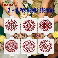 Ivana's Pack of 8 Pcs (2 Pcs Heena Stencil Tatto + 6 Pcs Laser Cut PVC Reusable Heena Stencils), Heena Mehandi Sticker, Mehandi Stickers for Full Hand for Women, Girls and Kids, Easy to Apply, IVH-99-thumb3