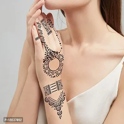 IVANA'S Premium Collection Large Heena Mehandi Tatto Stencil Set for Full Hand Arabian Design | Arabian Collection | Body Art | Heena Temporary Tatto for Girls  Women - (FD-16)-thumb5