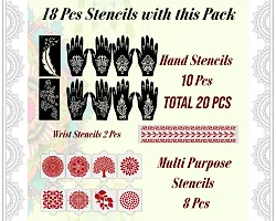 Ivana's Set of 20 Pcs Combo Pack, Reusable Mehandi Design Sticker Stencils for Both Hand | Mehandi Design Stickers | Quick and Easy to Use, for Girls, Women, Kids  Teen, D-2115-thumb3