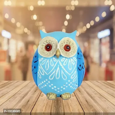 DEQUERA Owl Figurines Tabletop Statues and Figurines for Desktop Book Shelf Decor (Standing Still Style), Color : (Mix Blue)