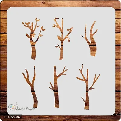 Kachi Pencil Tree Branches Stencils for Art, Craft and Painting, Size 6 x 6 inch Reusable Stencil for Painting, Fabric, Glass, Wall Painting, and Craft Painting-thumb0