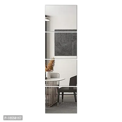 Spectro Mirror Tiles Mirror Wall Stickers (Non Glass),Thick Self Adhesive Acrylic Mirror Sheets,Wall Mirror Stickers (6.3'' x 8.3'' x 0.01'' - 4 PCS)