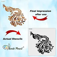 Kachi Pencil Peacock Design Art Craft Stencil for Art and Painting, Size 6x6 inch Reusable Stencil for Painting, Fabric, Glass, Wall Painting, and Craft Painting-thumb3