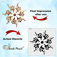 Kachi Pencil Mandala Art for Rangoli Stencils for Art and Craft Painting, Size 6 x 6 inch Reusable Stencil for Painting, Fabric, Glass, Wall Painting, and Craft Painting-thumb1