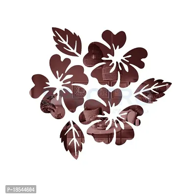 Spectro Flower  Leaf (Pack of 6), Mirror Stickers for Wall, Acrylic Mirror Wall Decor Sticker, 3D Wall Mirror Stickers, Wall Stickers for Hall Room, Bed Room, Kitchen. Color : Copper