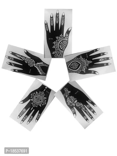 IVANA'S Heena Mehandi Tatto Stencil Set for | Hand | Body | Fingure | Face | Heena Art Temporary Tatto for Kids, Girls  Women, Design - Stensil-11, Black, M