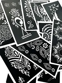 Outman Adhesive Stencils Template For Henna Tattoo, Body Art Painting Glitter, Airbrush Tattoo (PACk Of 12 Sheets)-thumb1