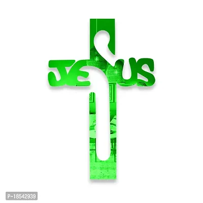 Spectro Jesus Cross (Pack of 1), Mirror Stickers for Wall, Acrylic Mirror Wall Decor Sticker, Wall Mirror Stickers, Acrylic Stickers, Wall Stickers for Hall Room, Bed Room, Kitchen. Color : Green-thumb0