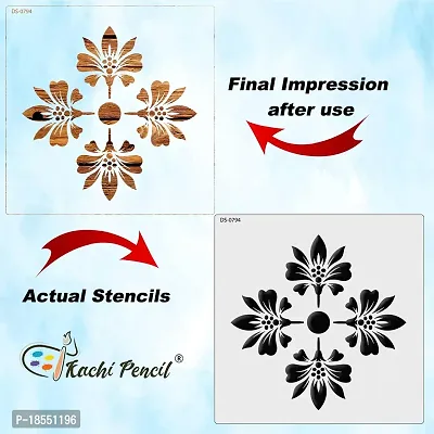 Kachi Pencil Round Pattern Design Mandala Art and Craft Stencils for Painting, Size 6 x 6 inch Reusable Stencil for Painting, Fabric, Glass, Wall Painting, and Craft Painting-thumb4