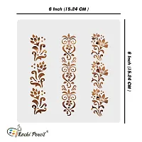 Kachi Pencil Floral Border New Design Set of 3 Craft Stencil for Art and Painting, Size 6x6 inch Reusable Stencil for Painting, Fabric, Glass, Wall Painting, and Craft Painting-thumb4