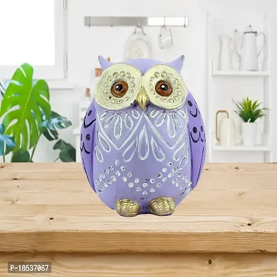 DEQUERA Owl Figurines Tabletop Statues and Figurines for Desktop Book Shelf Decor (Standing Still Style), Color : (Purple)-thumb0