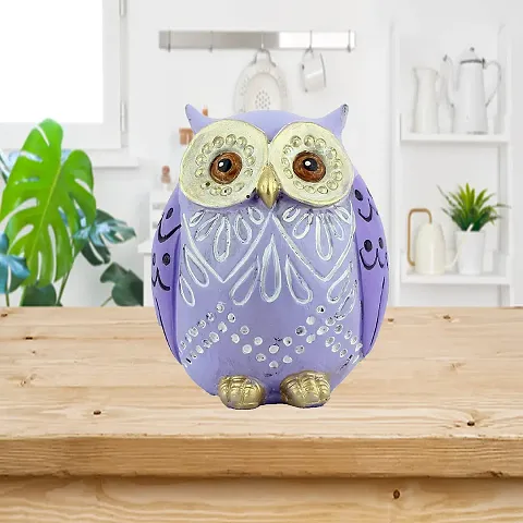 DEQUERA Owl Showpieces for Home Decor, Owl Figurines Statues for Desktop, Book Shelf, Home Office, Living Room Decor (Standing Still Style), Color :