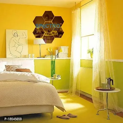 Spectro 7 Hexagon, Mirror Stickers for Wall, Hexagon Mirror Wall Stickers, Acrylic Mirror Wall Decor Sticker (Silver, Each Hexagon Size 121 Cm X 105-thumb4