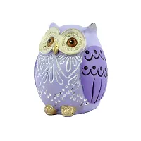 DEQUERA Owl Figurines Tabletop Statues and Figurines for Desktop Book Shelf Decor (Standing Still Style), Color : (Purple)-thumb3