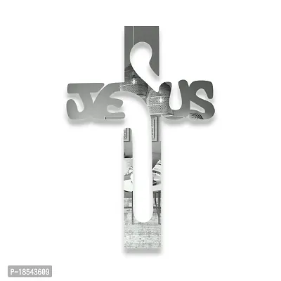 Spectro Jesus Cross (Pack of 1), Mirror Stickers for Wall, Acrylic Mirror Wall Decor Sticker, Wall Mirror Stickers, Acrylic Stickers, Wall Stickers for Hall Room, Bed Room, Kitchen. Color : Silver