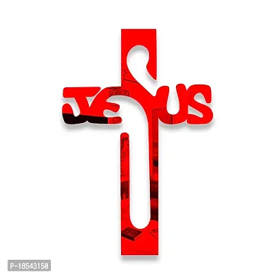 Spectro Jesus Cross (Pack of 1), Mirror Stickers for Wall, Acrylic Mirror Wall Decor Sticker, Wall Mirror Stickers, Acrylic Stickers, Wall Stickers for Hall Room, Bed Room, Kitchen. Color : Red