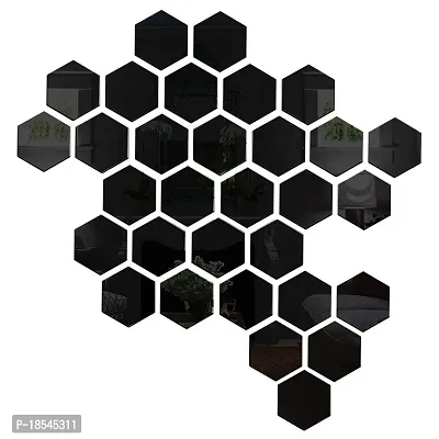 Spectro 31 Hexagon  10 Butterflies Silver (Size 10.5 x 12 cm) Mirror Stickers for Wall, Hexagon Mirror Wall Stickers, Acrylic Mirror Sticker, Wall Stickers for Hall Room, Bed Room, Kitchen.-thumb0