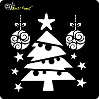 Kachi Pencil Christmas Tree Stencils for Art, Craft and Painting, Size 6 x 6 inch Reusable Stencil for Painting, Fabric, Glass, Wall Painting, and Craft Painting-thumb1