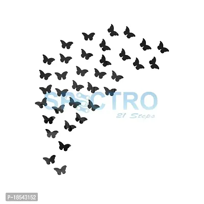 Spectro 40 Cut Butterfly Golden, Mirror Stickers for Wall, Wall Mirror Stickers, Wall Stickers for Hall Room, Bed Room, Kitchen.