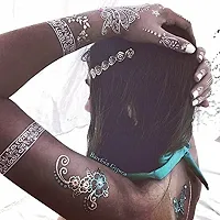 Ivana's Heena Mehandi Tatto Stencil Set for | Hand | Body | Fingure | Face | Heena Art Temporary Tatto for Kids, Girls  Women, Design - FBATAT-01, Black, M-thumb2