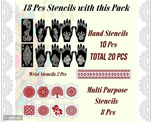 Ivana's Set of 20 Pcs Combo Pack, Reusable Mehandi Design Sticker Stencils for Both Hand | Mehandi Stickers for Hand | Quick and Easy to Use, for Girls, Women, Kids  Teen, D-2263-thumb4