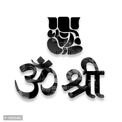 Spectro - Om Shree Ganesh Stickers Acrylic 3D Home Decoration Wall Stickers, Mirror Stickers for Wall Color : Black