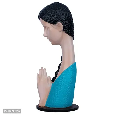 DEQUERA Welcome Lady Figurine Statue Colored Sculpture Figurine Craft Furnishing for Home D?cor | Gift | Color : Gold with Black (Blue)-thumb3