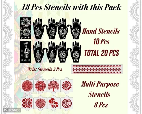 Ivana's Set of 20 Pcs Combo Pack, Reusable Mehandi Design Sticker Stencils for Both Hand | Stencil Henna | Quick and Easy to Use, for Girls, Women, Kids  Teen, D-2250-thumb4