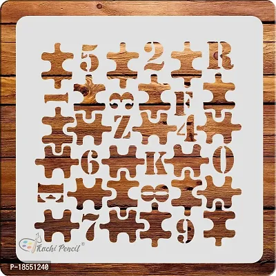 Kachi Pencil Puzzle with Numbers Craft Stencil for Art and Painting, Size 6 x 6 inch Reusable Stencil for Painting, Fabric, Glass, Wall Painting, and Craft Painting-thumb0