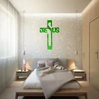 Spectro Jesus Cross (Pack of 1), Mirror Stickers for Wall, Acrylic Mirror Wall Decor Sticker, Wall Mirror Stickers, Acrylic Stickers, Wall Stickers for Hall Room, Bed Room, Kitchen. Color : Green-thumb2