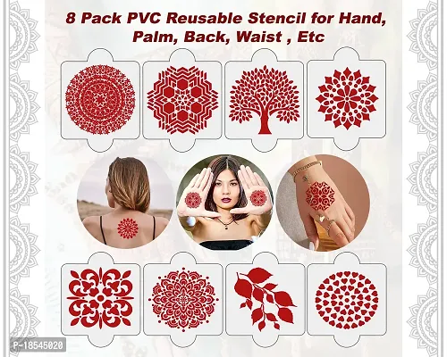 Ivana's Set of 20 Pcs Combo Pack, Reusable Mehandi Design Sticker Stencils for Both Hand | Mehandi Design Stickers | Quick and Easy to Use, for Girls, Women, Kids  Teen, D-2115-thumb3