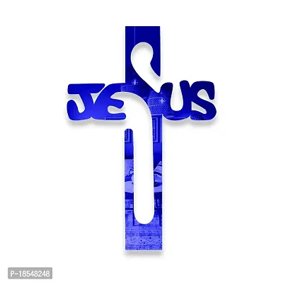 Spectro Jesus Cross (Pack of 1), Mirror Stickers for Wall, Acrylic Mirror Wall Decor Sticker, Wall Mirror Stickers, Acrylic Stickers, Wall Stickers for Hall Room, Bed Room, Kitchen. Color : Blue