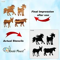 Kachi Pencil Animals Craft Stencil for Art and Painting, Size 6x6 inch Reusable Stencil for Painting, Fabric, Glass, Wall Painting, and Craft Painting-thumb3