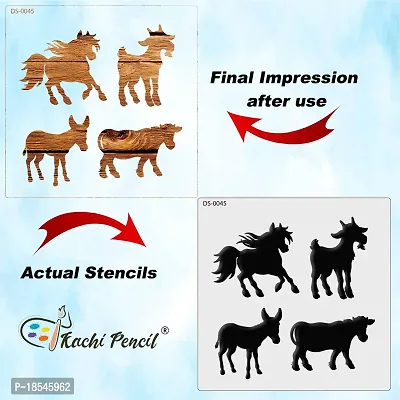 Kachi Pencil Animals Craft Stencil for Art and Painting, Size 6x6 inch Reusable Stencil for Painting, Fabric, Glass, Wall Painting, and Craft Painting-thumb4